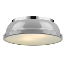  3602-14 CH-GY - Duncan 14" Flush Mount in Chrome with a Gray Shade